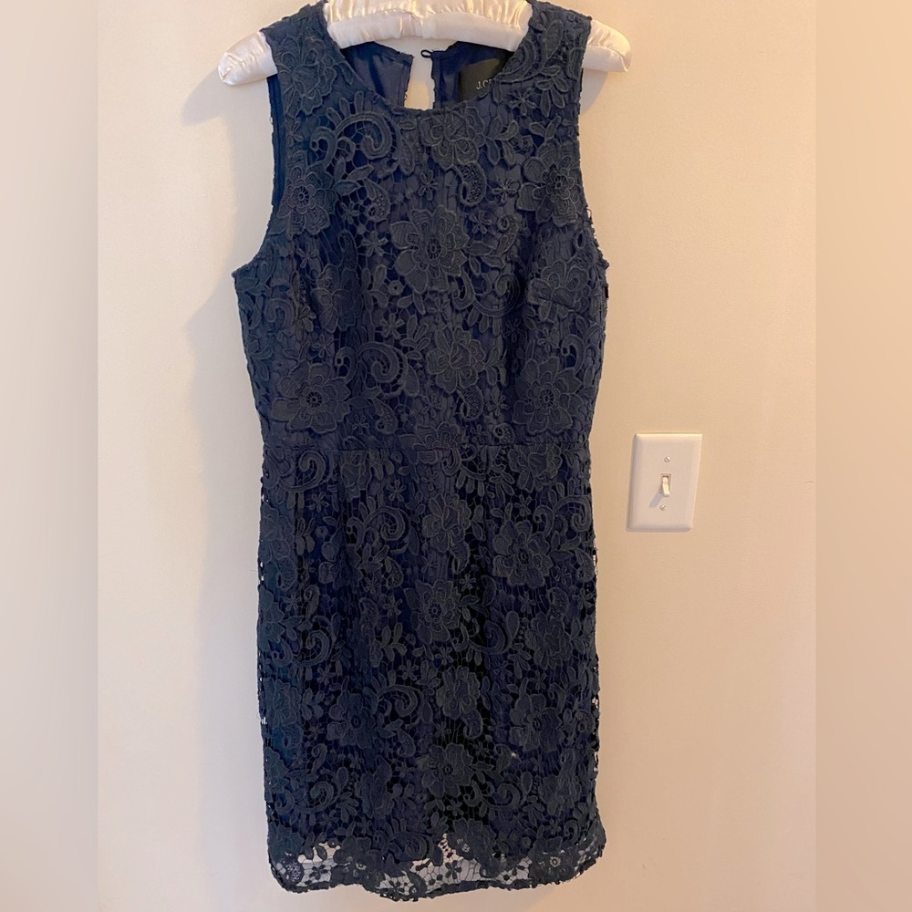 J. Crew beautiful fully lined lace dress, blue-green.  BNWT, never worn, sz 10T